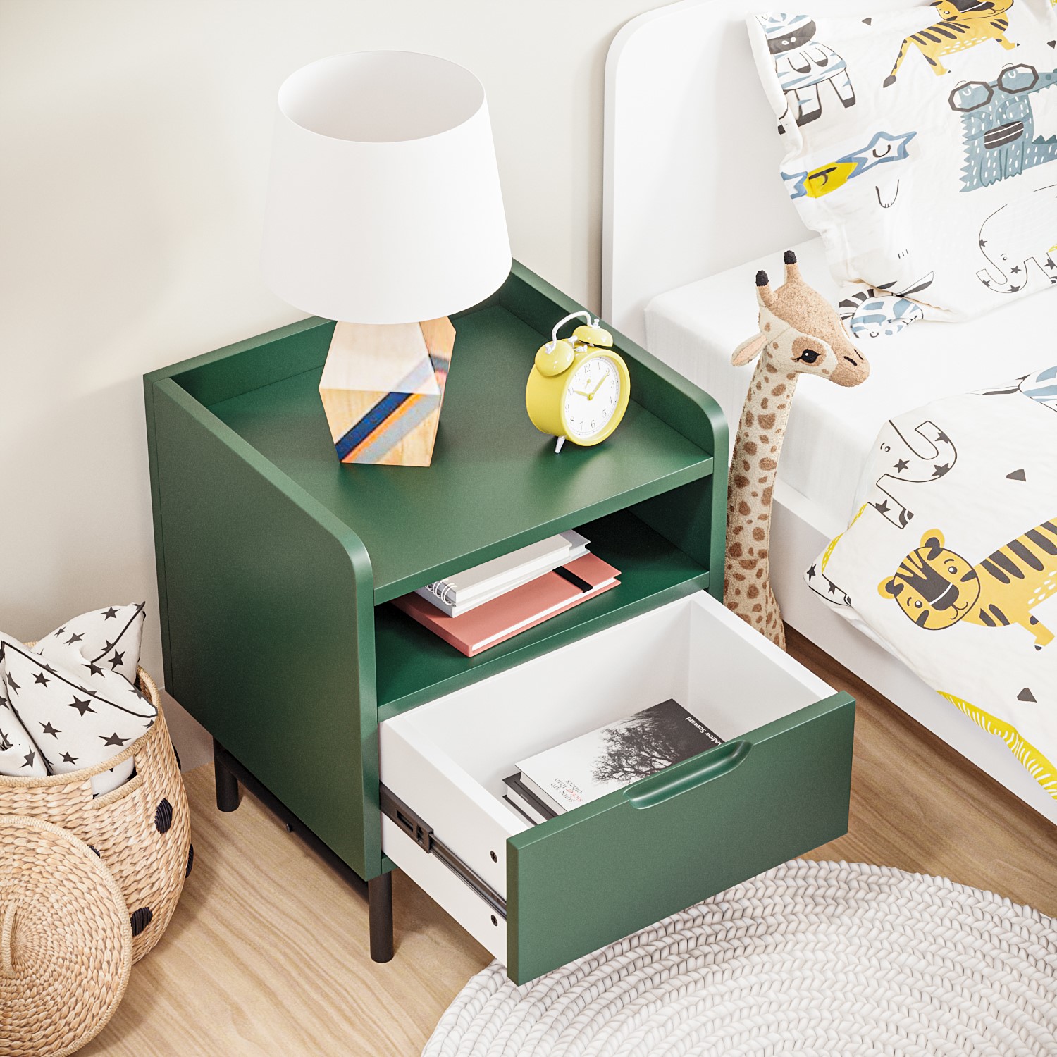 Read more about Kids green bedside table with drawer rueben